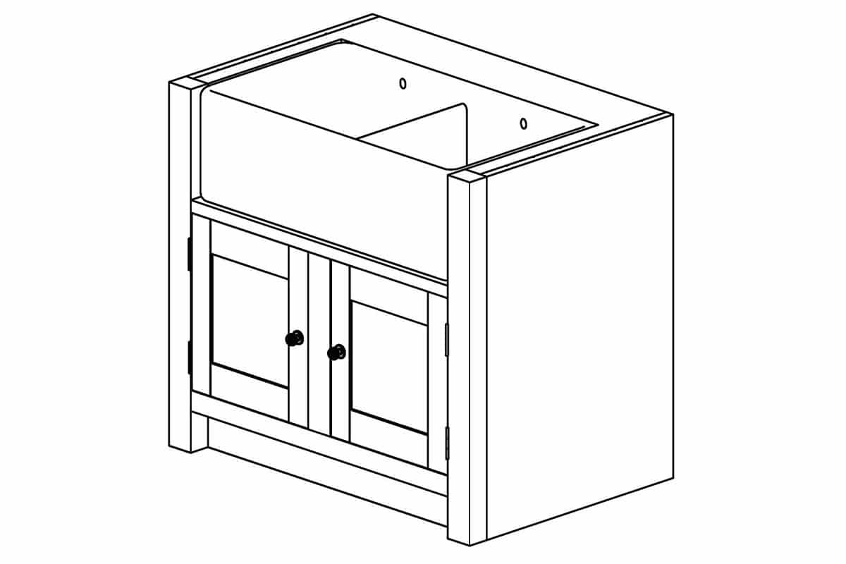 Rustic Pine Double Butler Sink Unit - Image 2