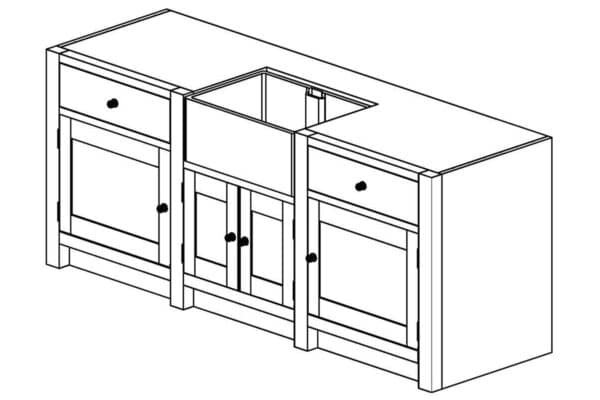 Rustic Pine Long Appliance Sink Unit