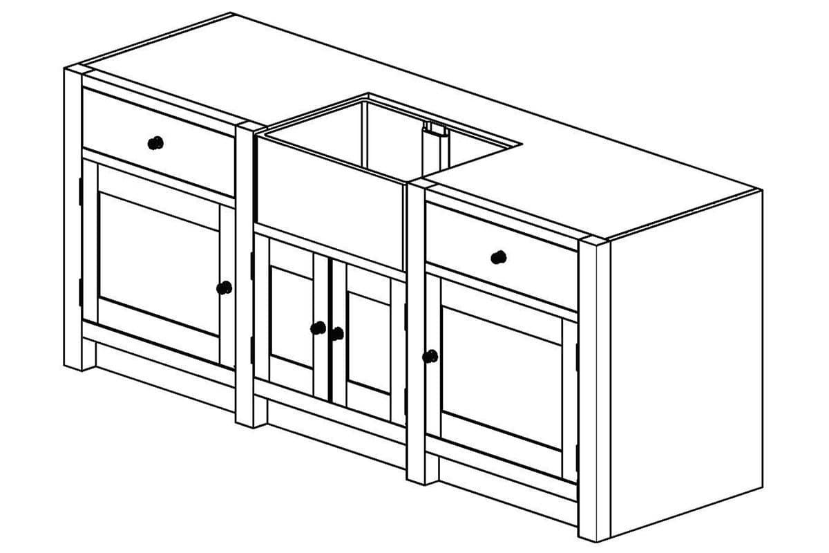 Rustic Pine Long Appliance Sink Unit - Image 2
