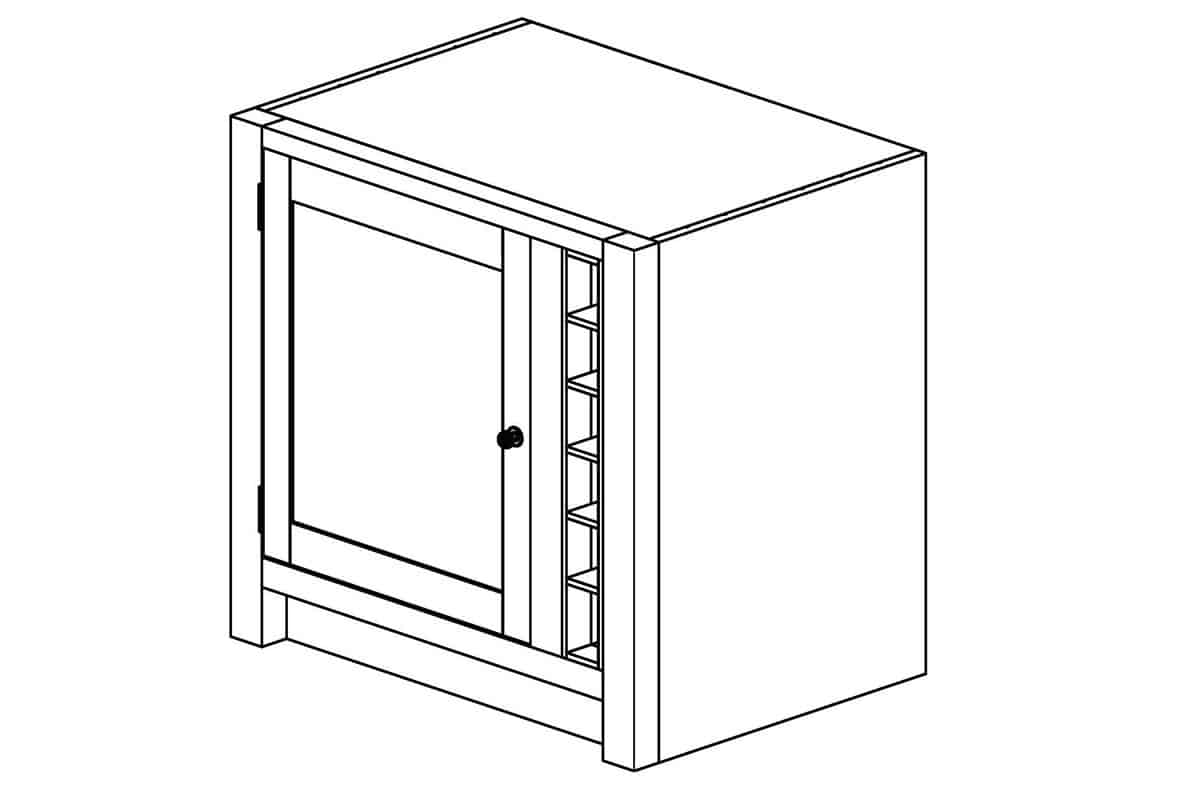 Rustic Pine Base Unit with Wine Rack - Left - Image 2