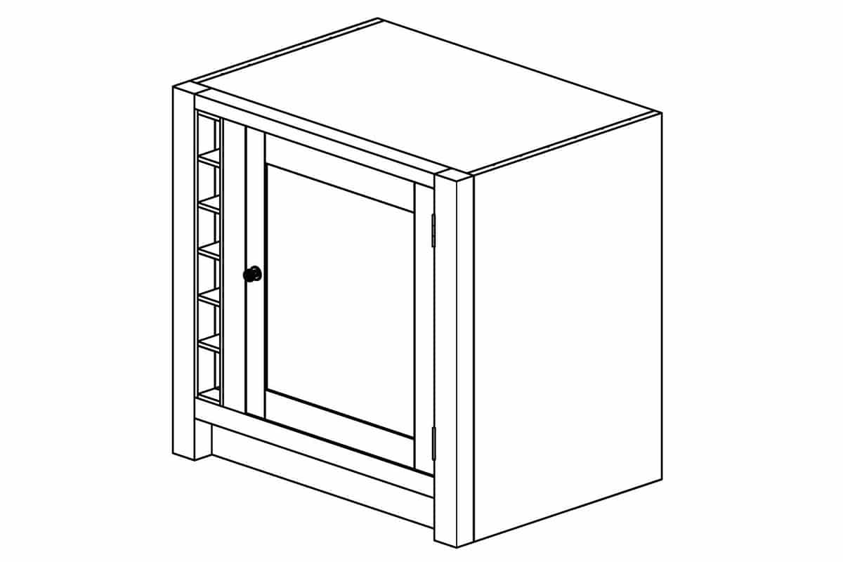 Rustic Pine Base Unit with Wine Rack - Right - Image 2