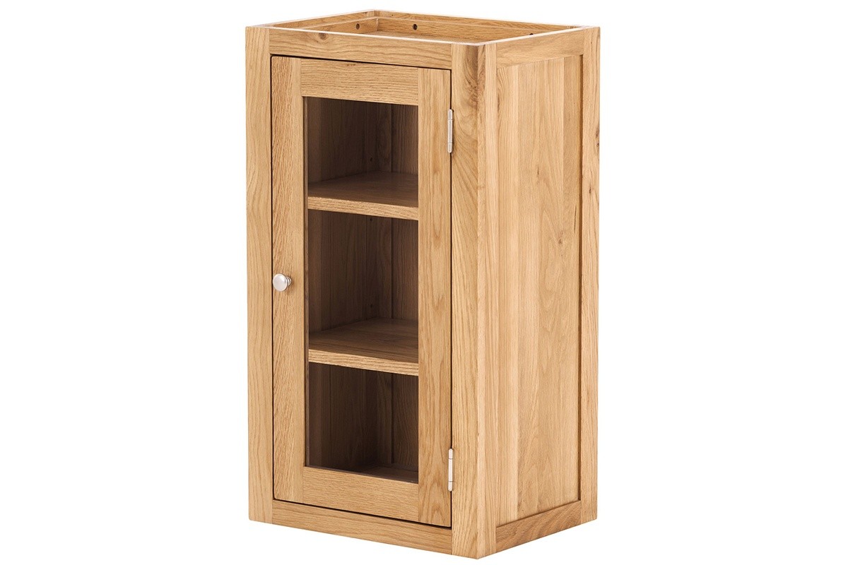 Contemporary Oak Single Glazed Wall Unit Right - Image 4