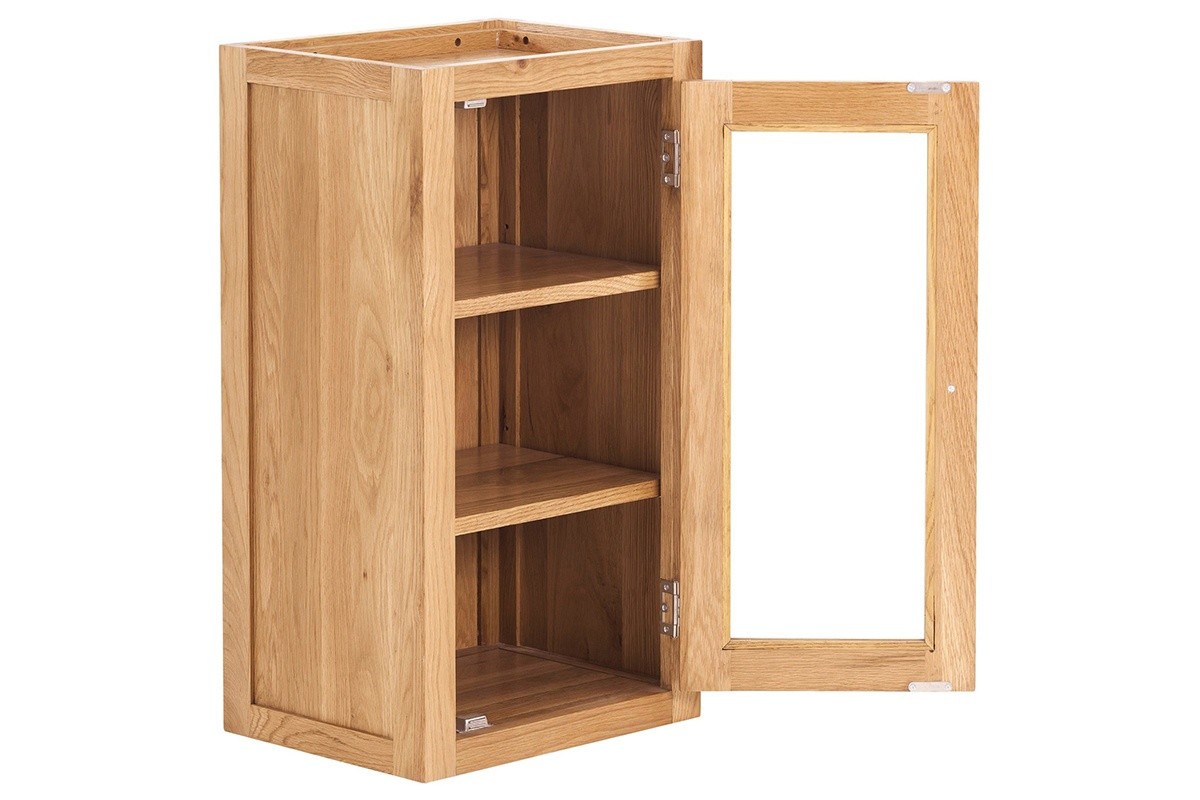 Contemporary Oak Single Glazed Wall Unit Right - Image 5